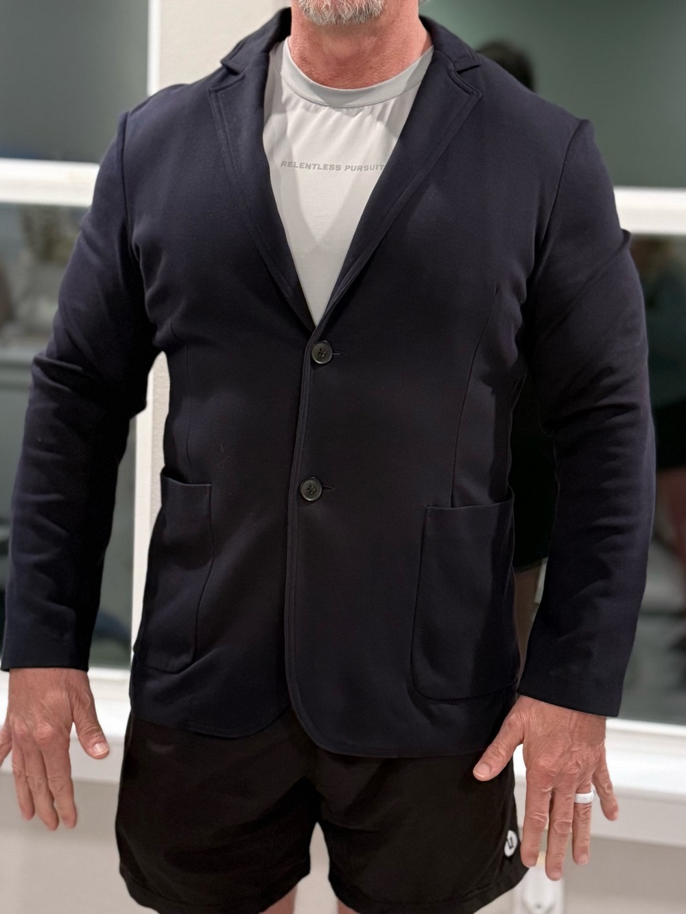 Bugatchi Men’s Navy Knit Blazer Jacket  Stretch Casual Luxury Sport Coat - L